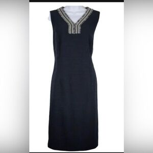 NWT Talbots 16P Elegant Black Summer  Easter Sleeveless Dress fringe neckline